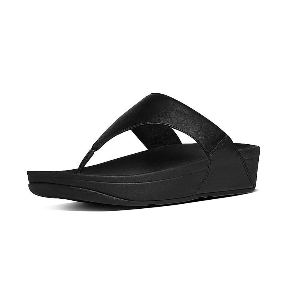 Fitflop Womens Sandals - Lulu Leather Toe-post - Black - 324-IHOTDJ